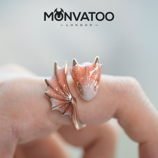 MONVATOO英国小龙形龙头开口戒指男女本命年情侣对戒指环可调节