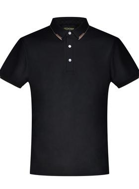 JEDOSS/爵迪斯男装2025春夏新款简约拼色织花短袖POLO衫MS108