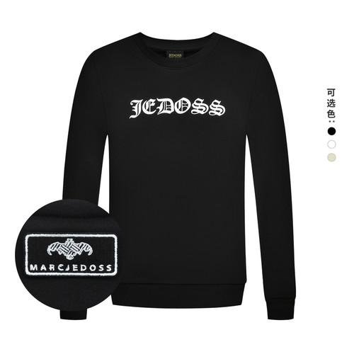 JEDOSS/爵迪斯男装秋冬新款简约立体字母植绒套头卫衣BS041