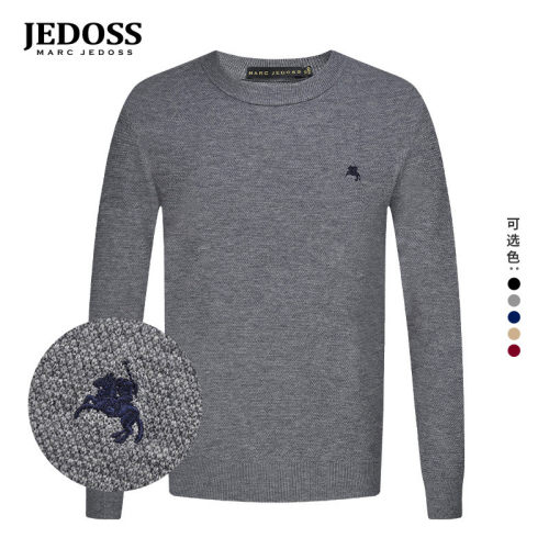 JEDOSS/爵迪斯男装秋冬新款简约小胸标长袖内搭羊毛衫S9303