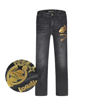 JEDOSS/爵迪斯男装秋冬专柜新款简约烫金时尚中阔牛仔裤YL312