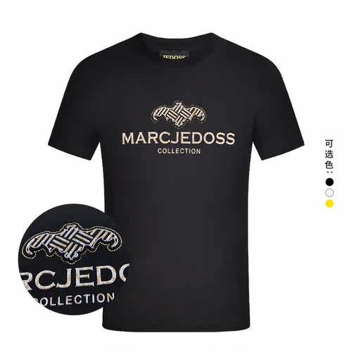 JEDOSS/爵迪斯男装夏季专柜新立体水晶砂印花修身短袖T恤038