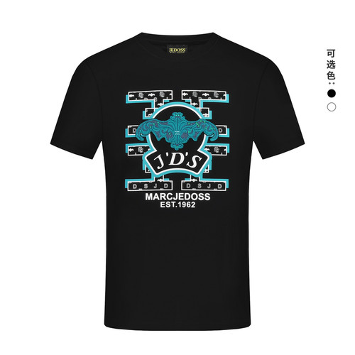 JEDOSS/爵迪斯男装2025初春新款立体LOGO刺绣胶印短袖T恤AS027