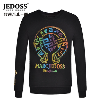 炫彩胶印爵迪斯圆领卫衣套头