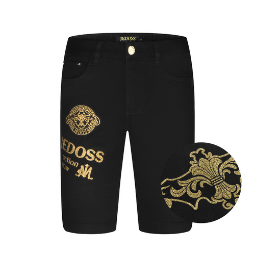 JEDOSS/爵迪斯男装2025夏季专柜新款时尚LOGO烫金烫钻牛仔中裤225