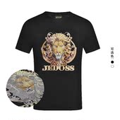 狮头黑金印花个性 JEDOSS 刺绣烫钻短袖 新款 T恤155 爵迪斯夏季