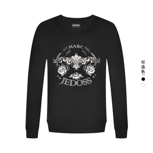 JEDOSS/爵迪斯男装2025秋季新款LOGO刺绣烫钻圆领套头卫衣薄AM054
