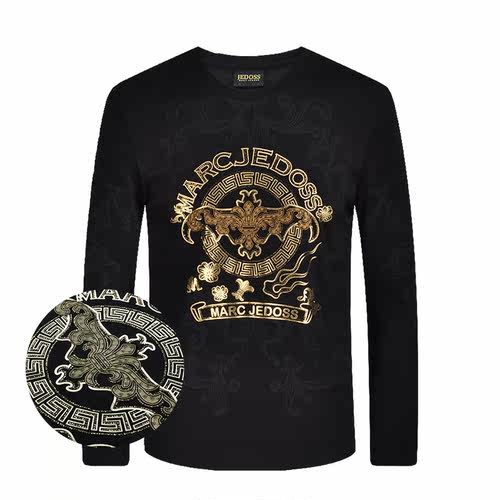 JEDOSS/爵迪斯男装秋冬专柜新款经典烫金LOGO修身长袖T恤0440