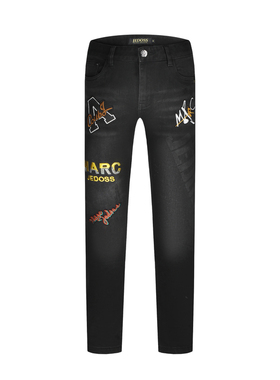 JEDOSS/爵迪斯男装2025秋冬新款字母章仔刺绣烫钻牛仔裤YH115SX