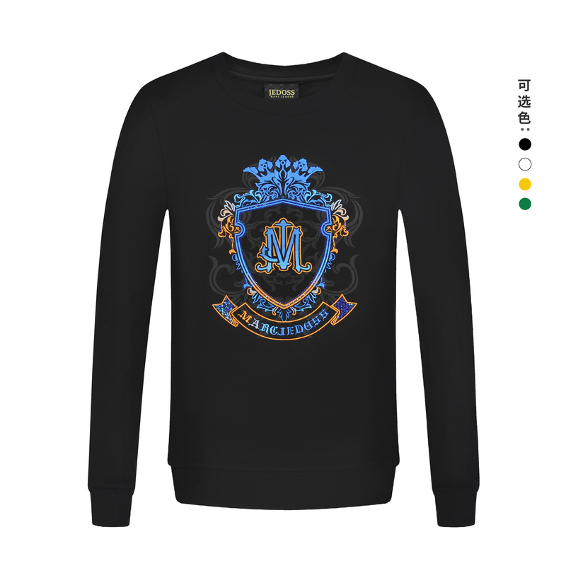 JEDOSS/爵迪斯男装秋季新款字母LOGO拼色刺绣套头卫衣AM601