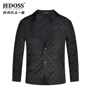 JEDOSS/爵迪斯男装新款压花工艺亮光黑色薄款休闲单西便西187