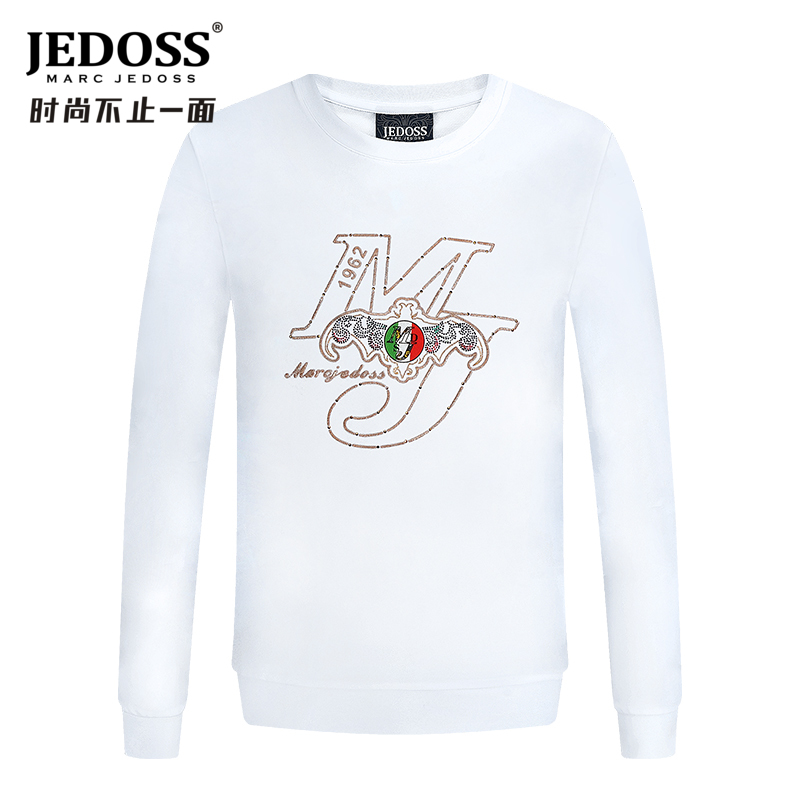 JEDOSS/爵迪斯男装秋冬专柜款logo字母绣花圆领套头卫衣潮流740