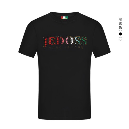 JEDOSS/爵迪斯男装2025春夏新款LOGO渐变牙刷绣烫钻短袖T恤AM029