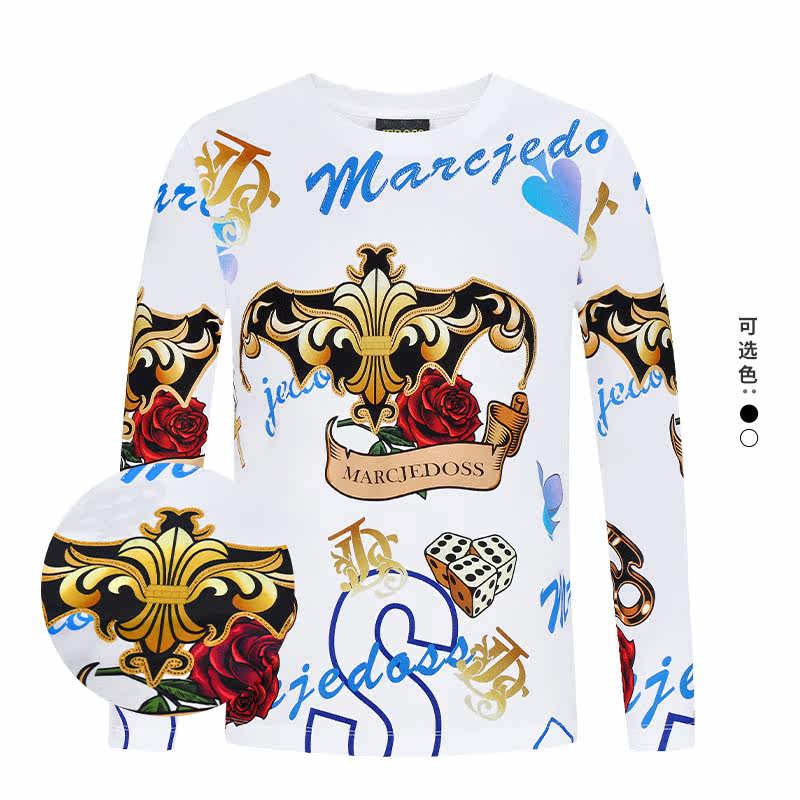 JEDOSS/爵迪斯春夏专柜同款上新男士LOGO炫彩烫印长袖T恤127
