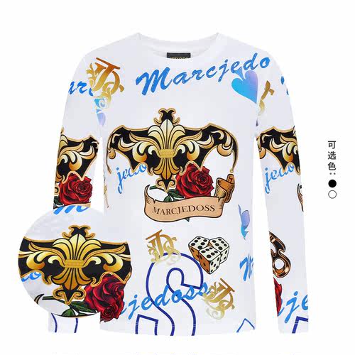 JEDOSS/爵迪斯春夏专柜同款上新男士LOGO炫彩烫印长袖T恤127
