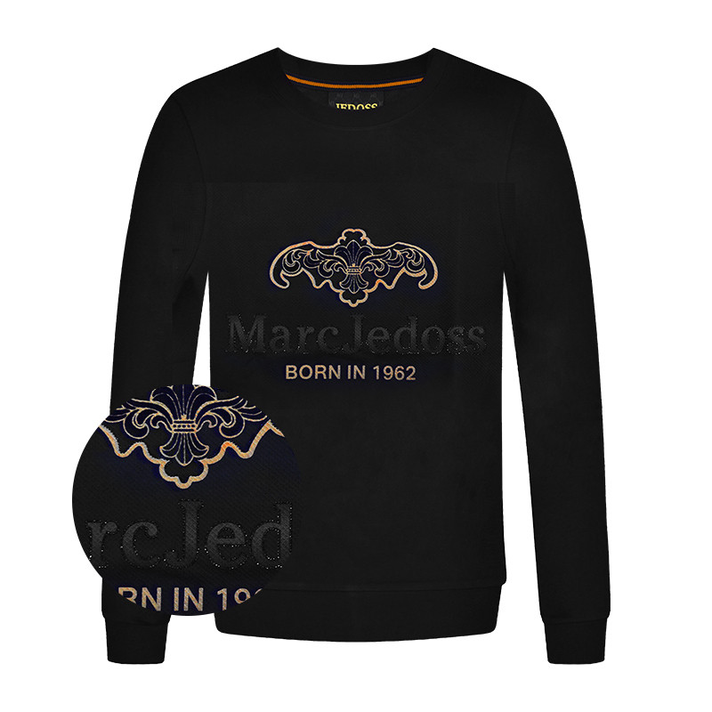 JEDOSS/爵迪斯男装秋冬新款经典LOGO烫钻无帽套头卫衣163