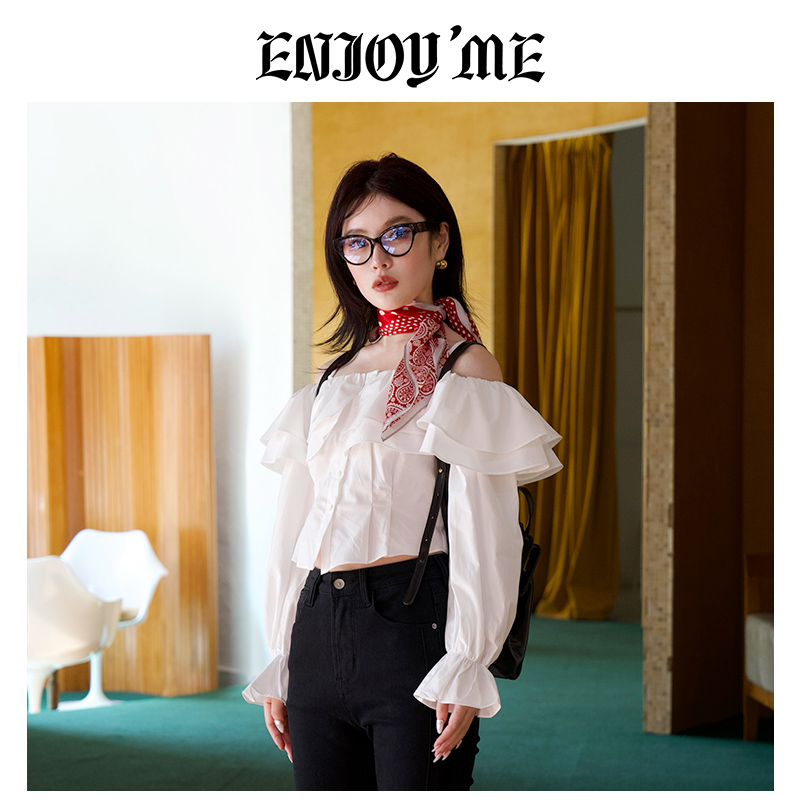 ENJOYME商场同款韩版吊带衬衫女
