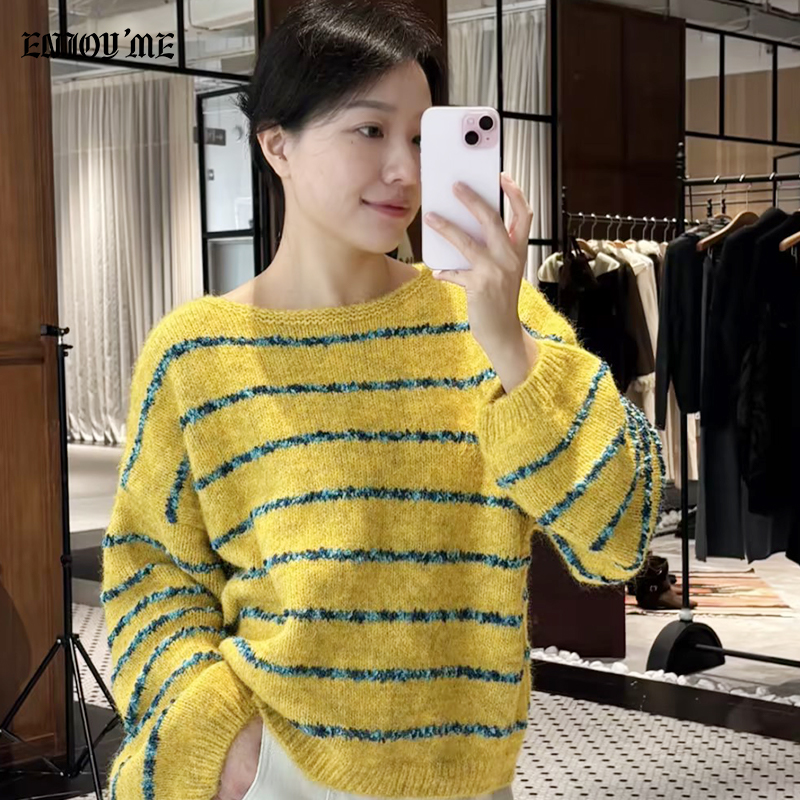 ENJOYME法式慵懒风撞色毛衣
