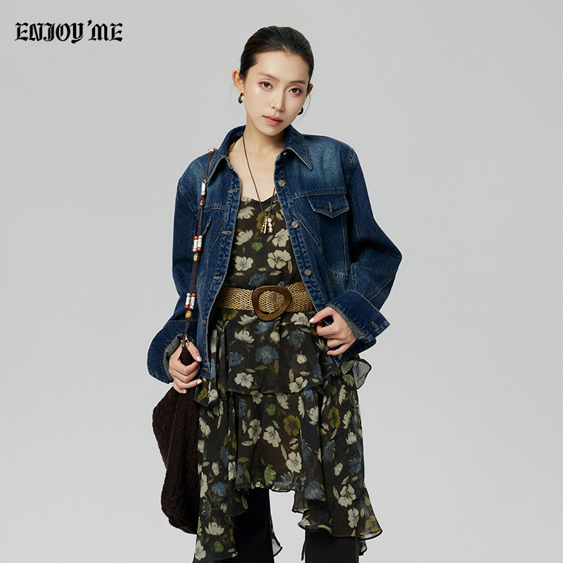 美式牛仔短外套女小个子显瘦