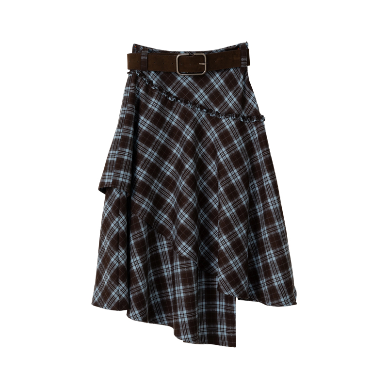 ENJOYME商场同款下摆格子半身裙