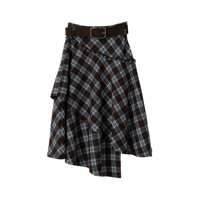 ENJOYME商场同款下摆格子半身裙