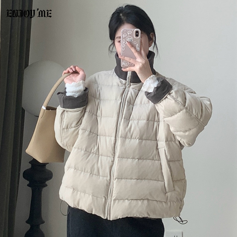ENJOYME商场同款韩系立领两面穿羽绒服女2025冬白鸭绒拉链面包服,女装/女士精品,羽绒服,淘宝优惠券,粉丝福利购,淘宝优惠卷