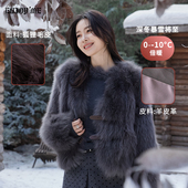 牛角扣保暖短款 ENJOYME商场同款 千金风狐狸毛皮草女2025冬季 外套