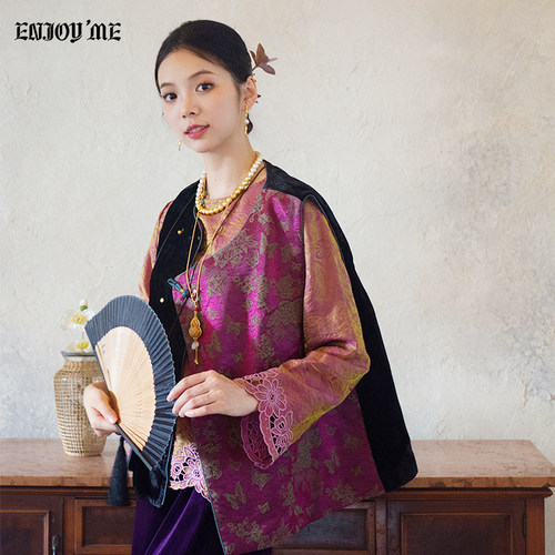 ENJOYME新中式国风缎面提花衬衫