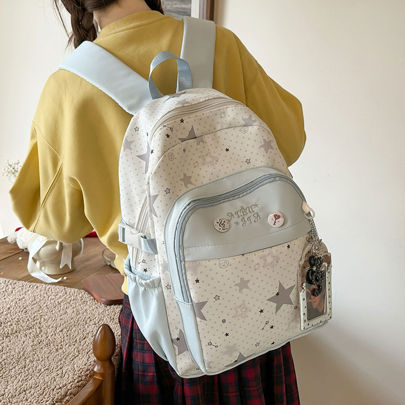 高颜值可爱星星波点印花学生书包
