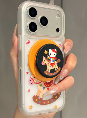 适用三星s25手机壳s24s23s22s21+木马KT猫s20fe磁吸支架note20ultra磨砂透白N10网红超火卡通s9s8plus高级U新