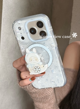 适用oppoA58手机壳A1A2A3A5A6pro雪花小兔a97a96a93a92s旋转磁吸支架a55a57a53秋冬A72a79a77卡通a32A11A35新