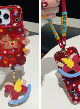 适用oppoA58手机壳A1A2A3A5A6pro波点小马a97a96a93挂件a92s可背斜挎a55a57a53手绳A72a79a77新年a32A11A35女