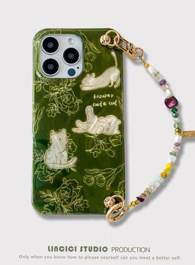 适用vivox200手机壳x100x90x80羽纱绿色花朵猫咪x70x60x50pro水钻链条x30x27可拎x20x23x21高级mini奢华时尚S