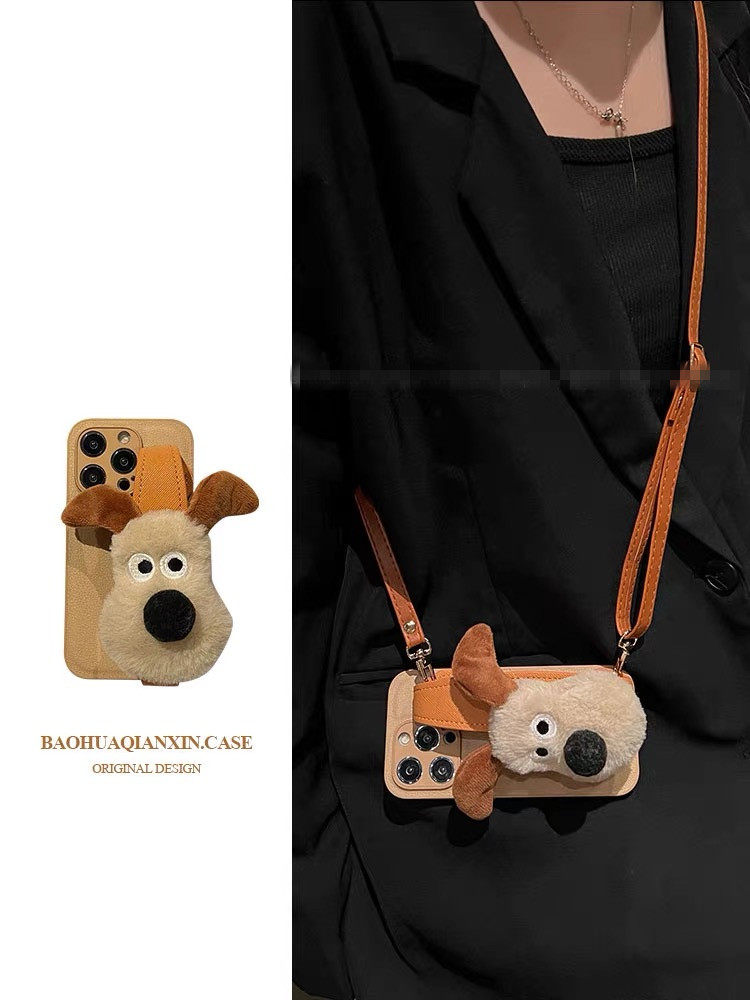 秋冬毛绒小狗腕带适用华为nzones7手机壳hinova9小众高级50pro智选