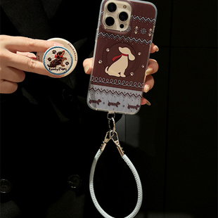 13手机壳12 3刺绣磁吸支架20麦芒30手绳斜挎pro秋冬2s新 6se 适用华为nova14 8费尔岛腊肠狗N7