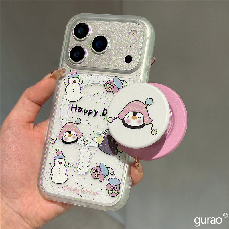 适用oppoA58手机壳A1A2A3A5A6pro雪人企鹅a97a96a93a92s磁吸支架a55a57a53磨砂A72a79a77卡通可爱a32A11A35新