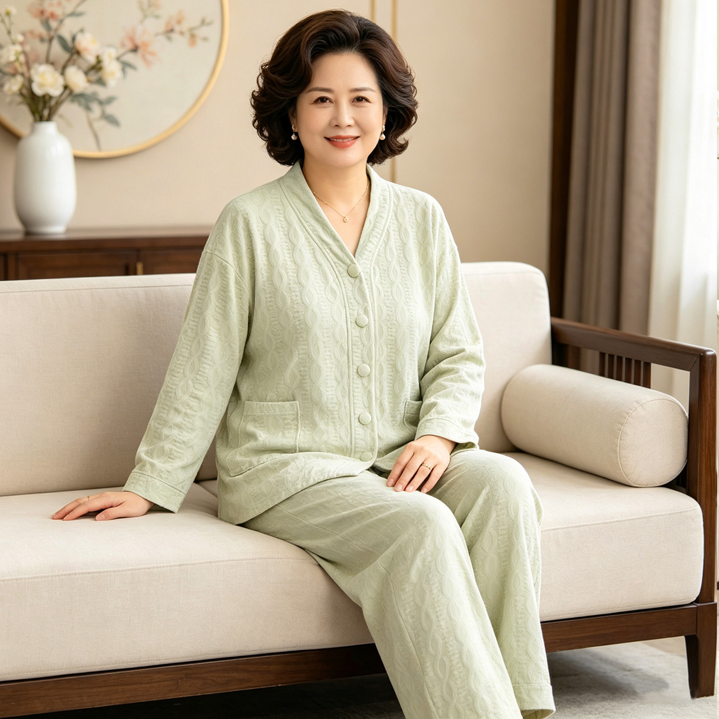 珊瑚绒大码家居服200斤女中年妈妈秋冬款保暖海岛绒睡衣中老年冬