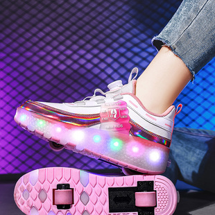 鞋 底有轮子 子暴走鞋 男女童超轻带灯鞋 双轮成年人轮滑鞋 有轮子