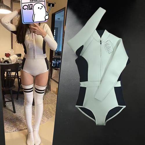 3mm连体分体潜水服女冲浪湿衣深潜浮潜防水母防晒比基尼衣 可定制