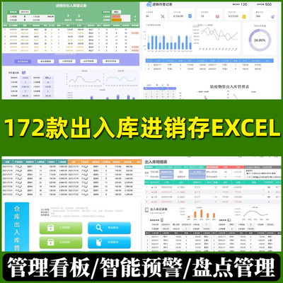 进销存出入库管理系统excel仓库存表格模板账本看板盘点电子版