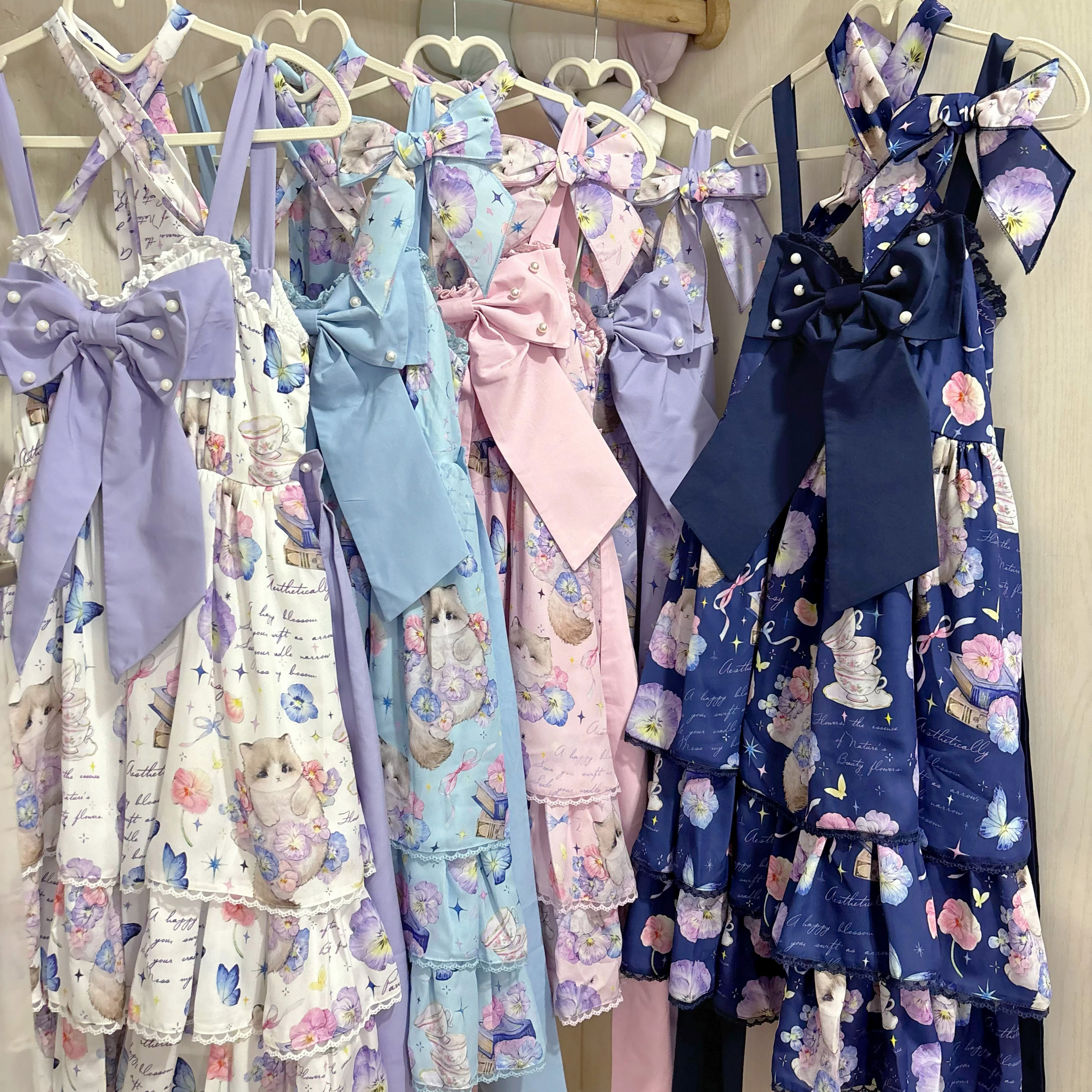 四色定金预约「三色堇猫咪JSK」蜂蜜四叶草Lolita三段夏季连衣裙