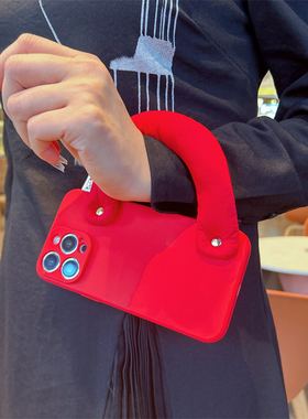 2025新年红色手提包腕带适用oppofindx8/x7手机壳reno13新款12超好看11过年10喜庆9高级感a2保护套a3pro外壳1