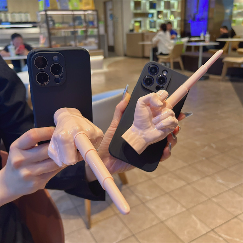 恶搞伸缩竖中指手机壳适用vivo