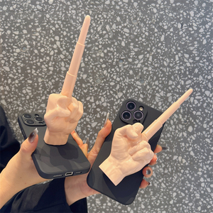 恶搞伸缩竖中指手机壳适用苹果