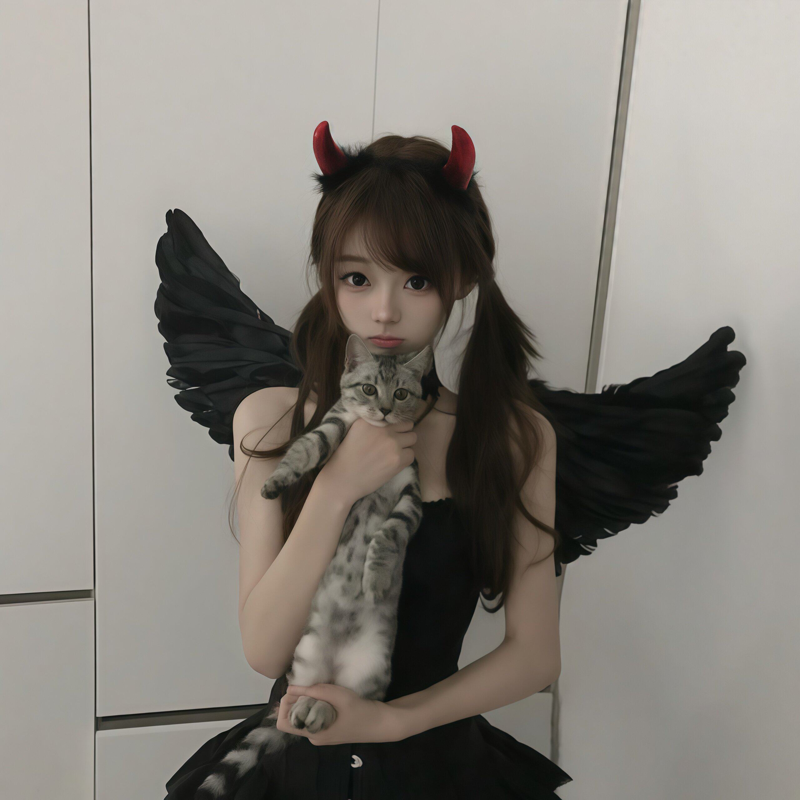 纯欲黑天使恶魔翅膀暗黑