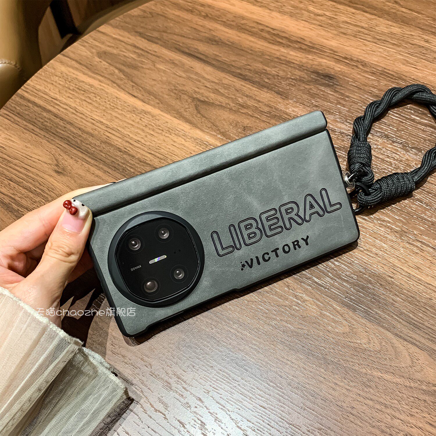 【潮喆】适用oppofindn5折叠手机壳新款oppovivo华为小米三星荣耀防摔保护壳全包中轴磁吸简约商务款定制皮纹