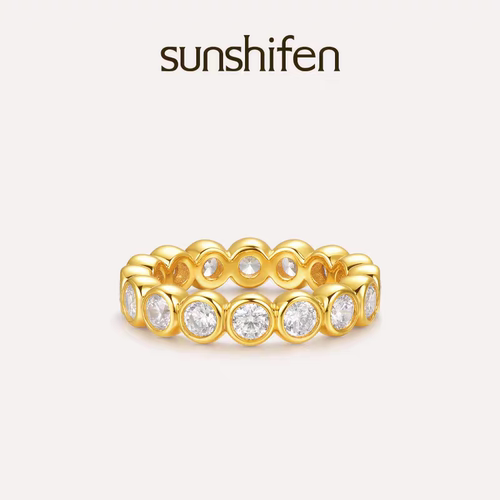 【明星同款】sunshifen Stack系列包镶圆钻锆石戒指叠戴轻奢礼物