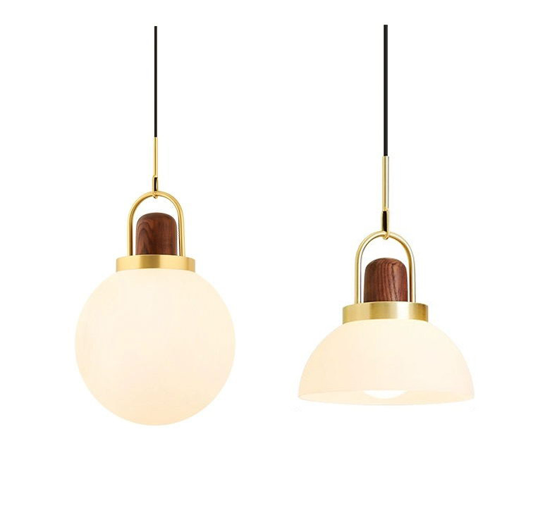 北欧单头吊灯吧台卧室床头书房后现代简约半圆形奶白色玻璃餐厅灯