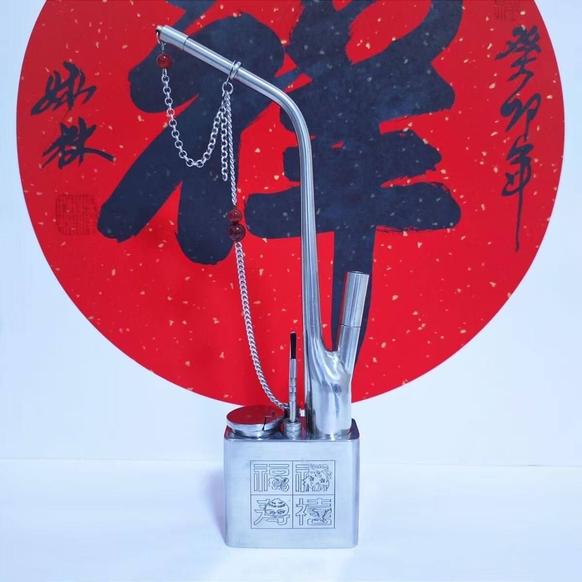 甘肃一口香纯白铜水烟袋锅烟斗