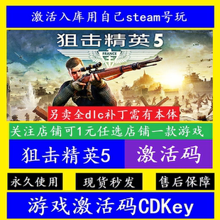 狙击精英5 STEAM游戏国区全球区激活码CDK永久入库全DLC解锁补丁